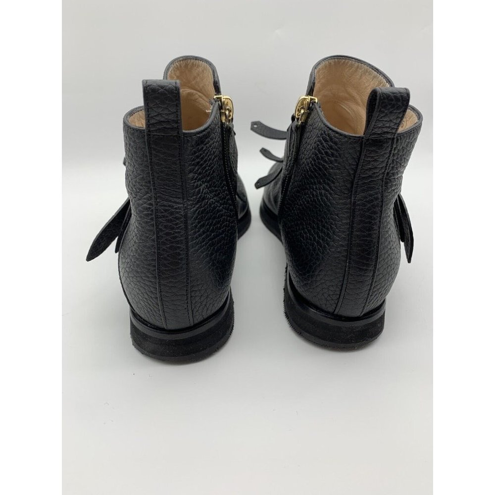 Lella Baldi Black Fringe Leather Ankle Boots EUR 36 US 5.5 - 6  Made in Italy - Picture 3 of 9